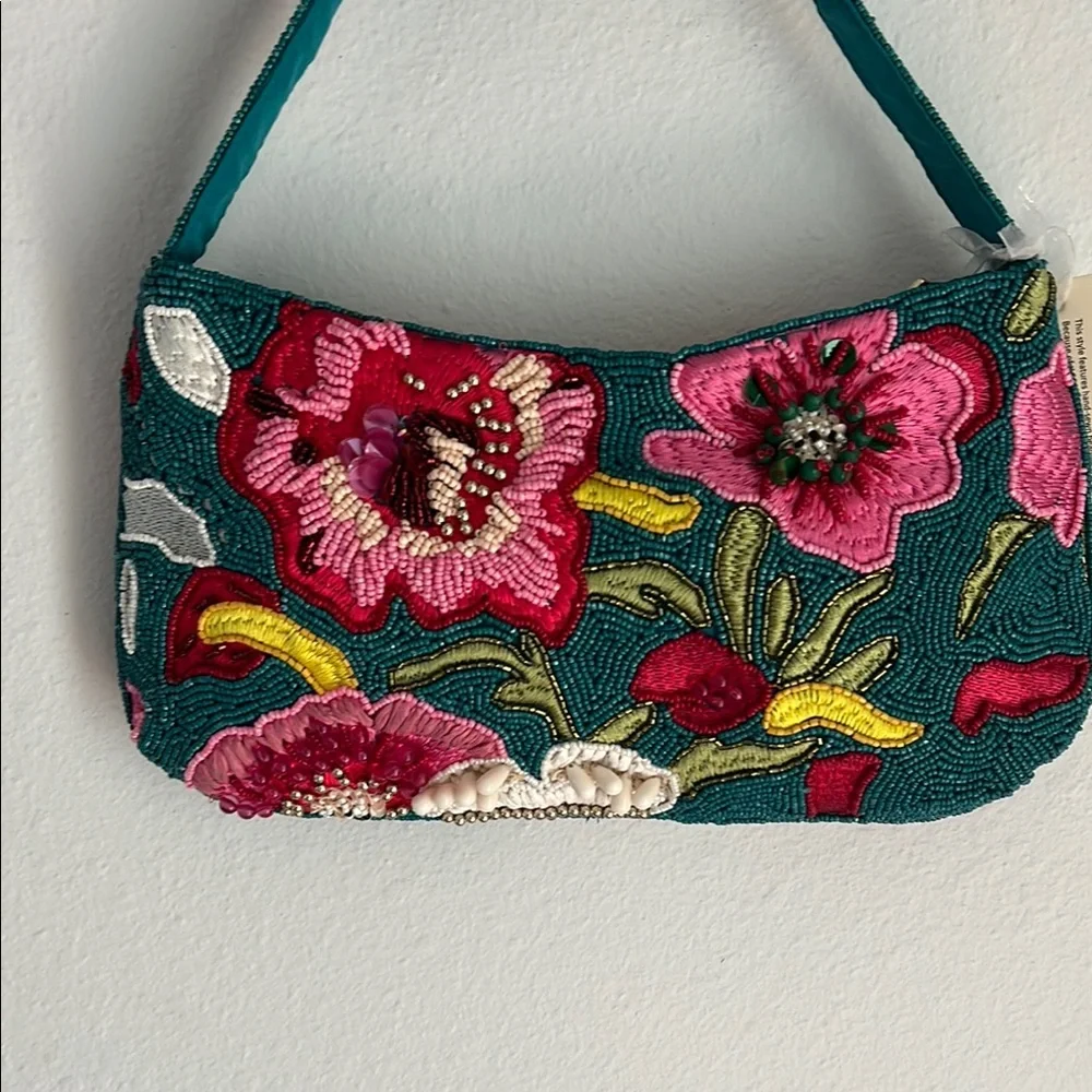 Handcrafted In India | Beaded Floral Shoulder Bag - Picture 8 of 8